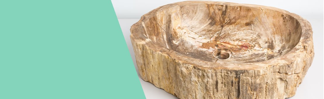 Lavandino Lavabo da appoggio in Pietra Legno Fossile